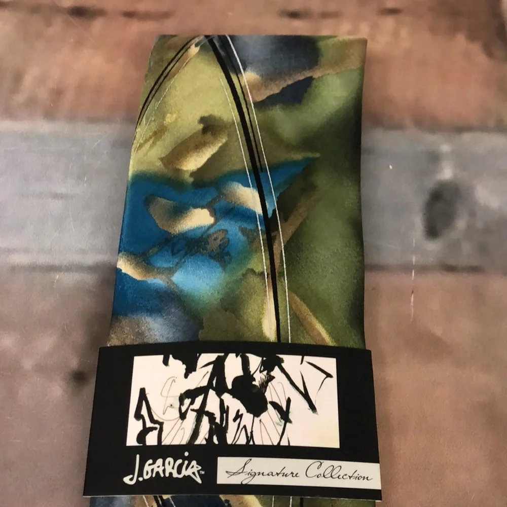 NWT J. Jerry Garcia abstract brush strokes moss green & powder‎ blue